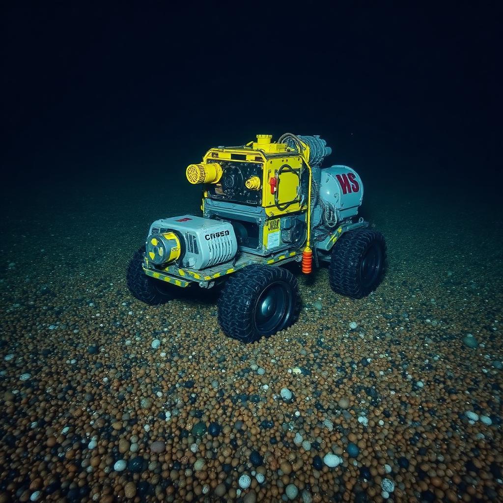 Underwater seafloor with mineral nodules