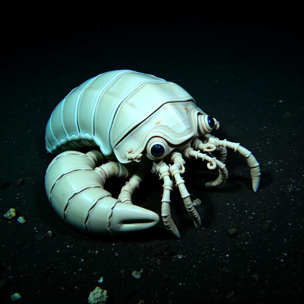 Giant isopod crustacean on seafloor