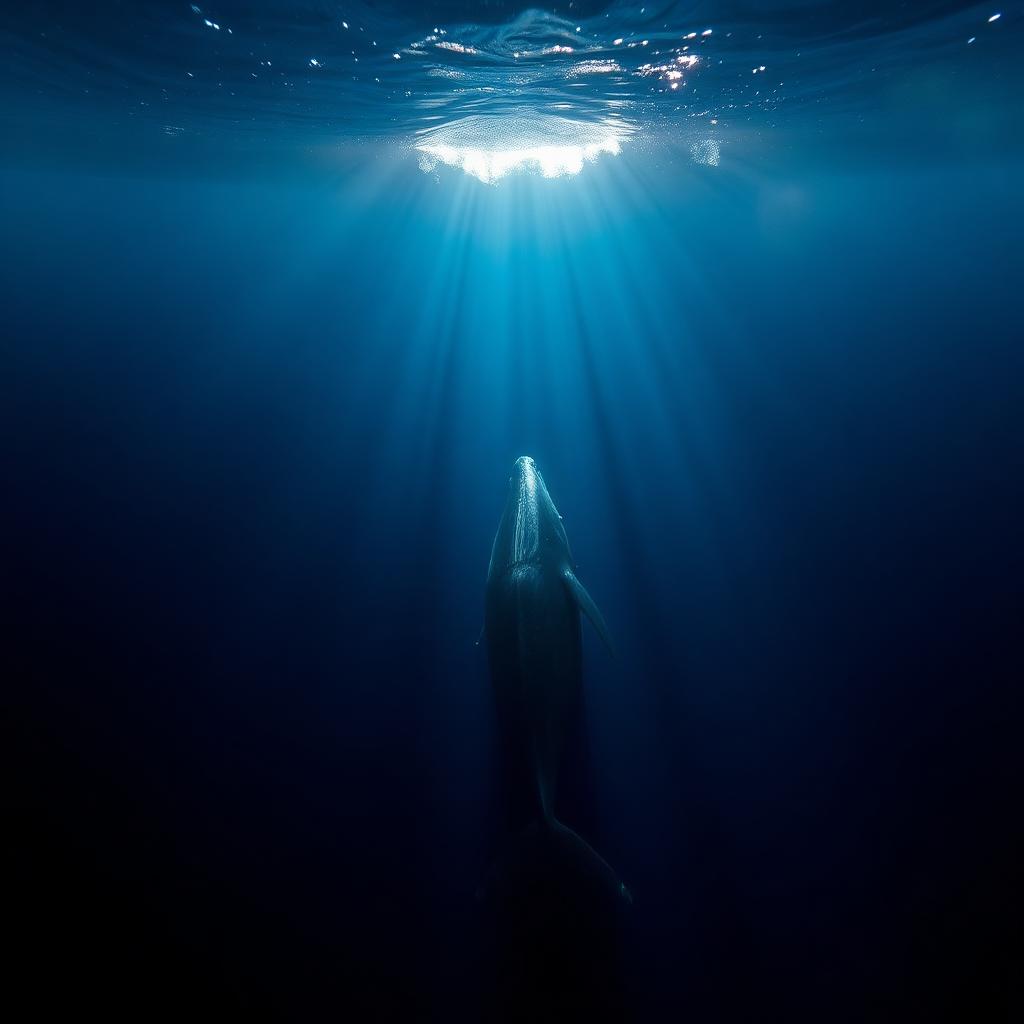 Deep dark ocean scene