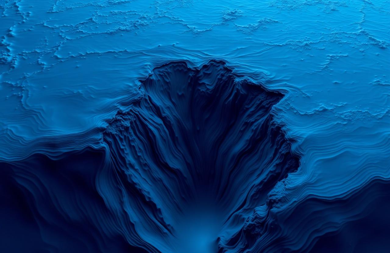 Bathymetric visualization of a deep trench
