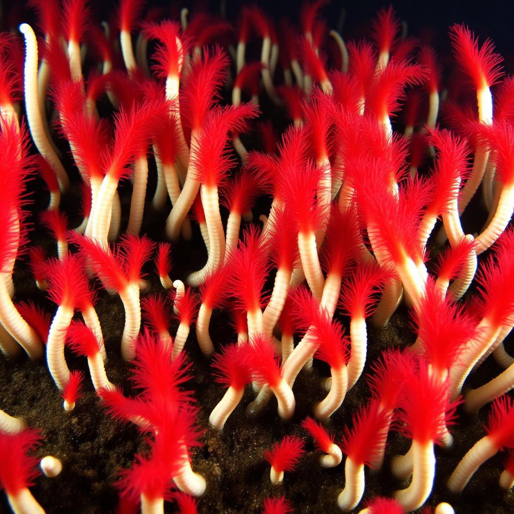 Cluster of tubeworms near a hydrothermal vent